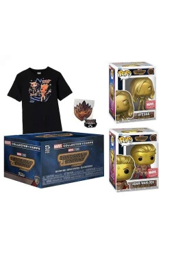 Funko Marvel Collector Corp - Guardiões da Galáxia - Volume 3 (2 Funkos + Camiseta + Botton + Adesivo)