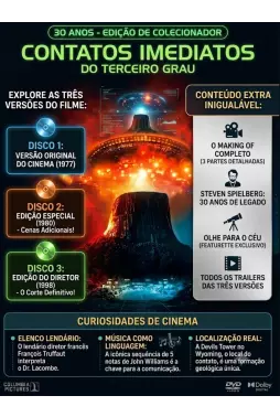 DVD - Contatos Imediatos do Terceiro Grau - Edição de 30º Aniversário (3 DVDS - Com 3 versões do filme) - Steven Spielberg