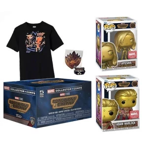 Funko Marvel Collector Corp - Guardiões da Galáxia - Volume 3 (2 Funkos + Camiseta + Botton + Adesivo)