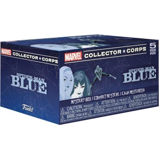 Funko Marvel Collector Corp - Spider-Man Blue (2 Funkos + Camiseta + Botton + Adesivo)