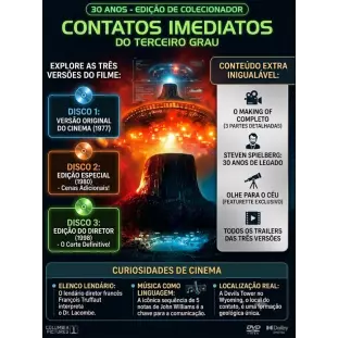 DVD - Contatos Imediatos do Terceiro Grau - Edição de 30º Aniversário (3 DVDS - Com 3 versões do filme) - Steven Spielberg