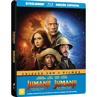 Blu-ray Steelbook - Jumanji - Coleção com 2 filmes - Bem Vindo a Selva - Próxima Fase - Edição Especial Limitada (Dwayne Johnson - Jack Black)