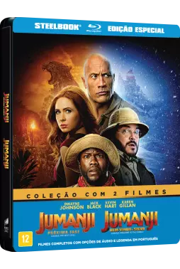 Blu-ray Steelbook - Jumanji - Coleção com 2 filmes - Bem Vindo a Selva - Próxima Fase - Edição Especial Limitada (Dwayne Johnson - Jack Black)