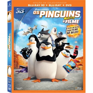 Blu-ray - Os Pinguins de Madagascar - O Filme - Edição de Colecionador (3D + 2D + DVD) - Com luva