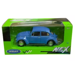 Miniatura - Fusca - Volkswagen Beetle (Fusca Azul) - Escala 1/24 - Welly - Nex Models (California Toys)